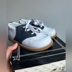 Classic White and Navy Kids Saddle Shoes
